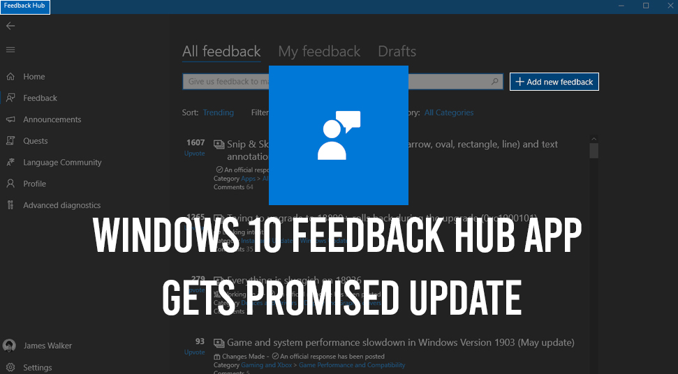 Feedback Hub Windows 10